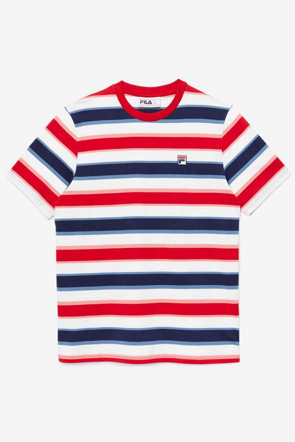 Camisetas Fila Homem Vermelhas - Fila Pietersite Striped Portugal Lojas,MHSK-97208